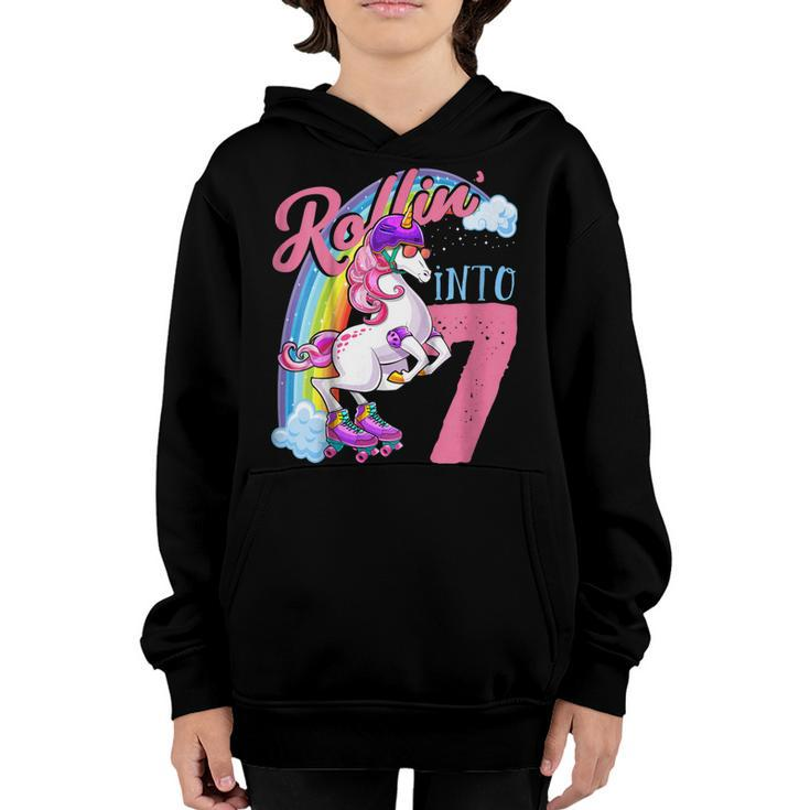 Kids Unicorn Roller Skate 7Th Birthday Shirt Girls Unicorn Gifts Youth Hoodie