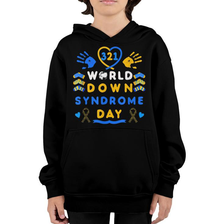 Kids World Down Syndrome Day Awareness Socks Ribbon March 21  Youth Hoodie