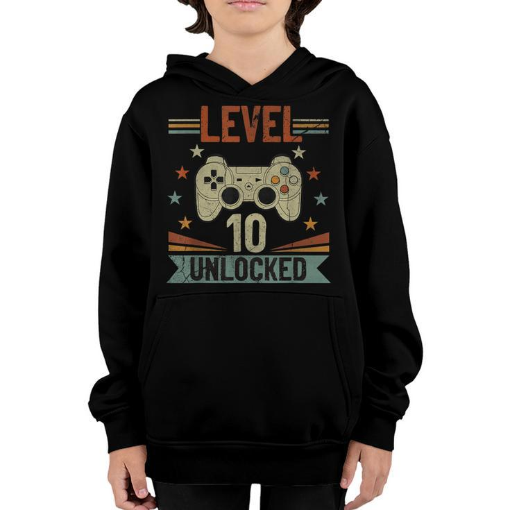Level 10 Birthday Boy 10 Year Old Video Games Gaming Gift  Youth Hoodie