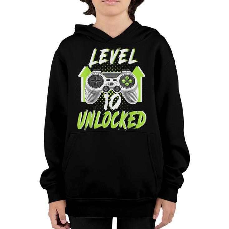 Level 10 Unlocked Birthday Boy 10 Year Old Video Game Gaming  Youth Hoodie
