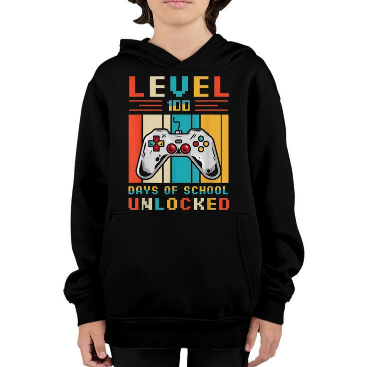 Level 100 Days Of School Unlocked Video Game Controller  Youth Hoodie
