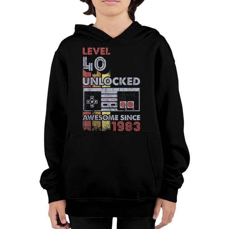 Level 40 Unlocked Gamer 40Th Birthday Gift Video Game Lovers  Youth Hoodie