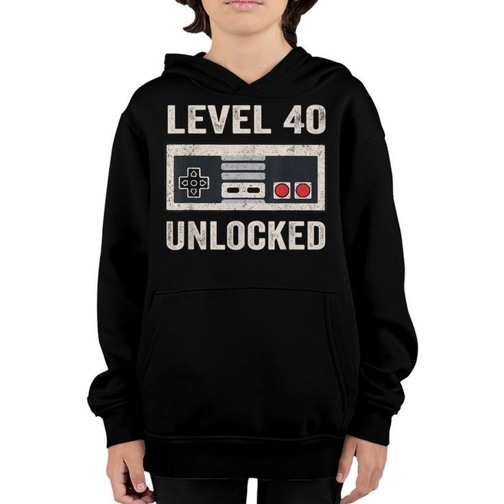 Level 40 Unlocked  Video Gamer 40Th Birthday Gift Tea  Youth Hoodie