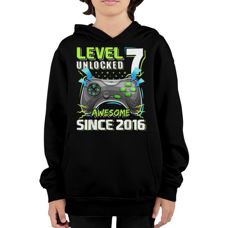Level 7 Unlocked Awesome 2016 Video Game 7Th Birthday Boy  Youth Hoodie