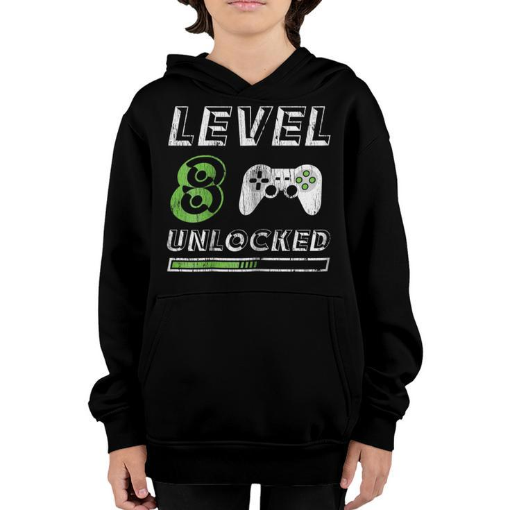 Level 8 Unlocked - 8 Year Old Gamer Funny Birthday  Youth Hoodie