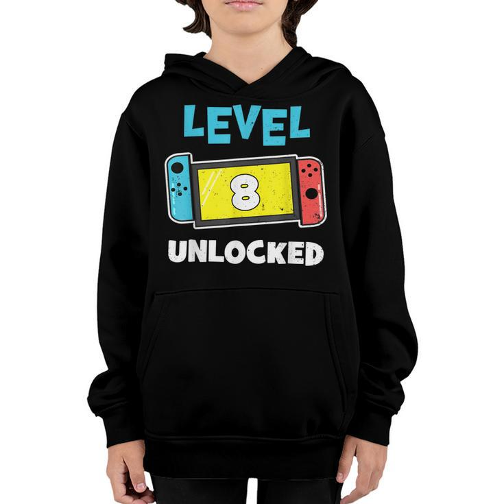 Level 8 Unlocked Gamer 8Th Birthday Video Game Lovers  Youth Hoodie
