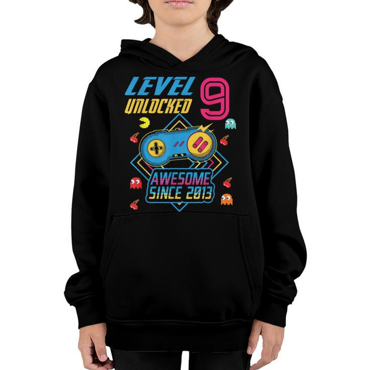 Level 9 Unlocked Boy Awesome Since 2013 Video Gamer Gift  Youth Hoodie