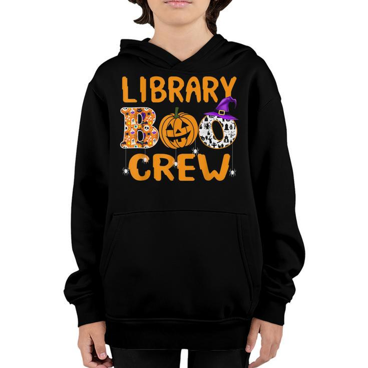 Library Boo Crew School Librarian Halloween Library Book  V7 Youth Hoodie