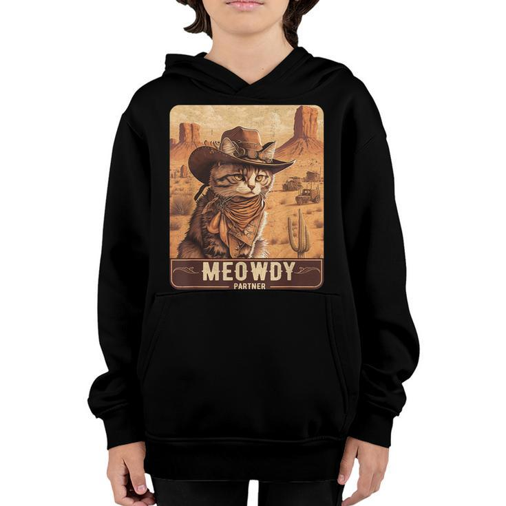 Meowdy Funny Country Music Cat Cowboy Hat Poster Funny  Youth Hoodie