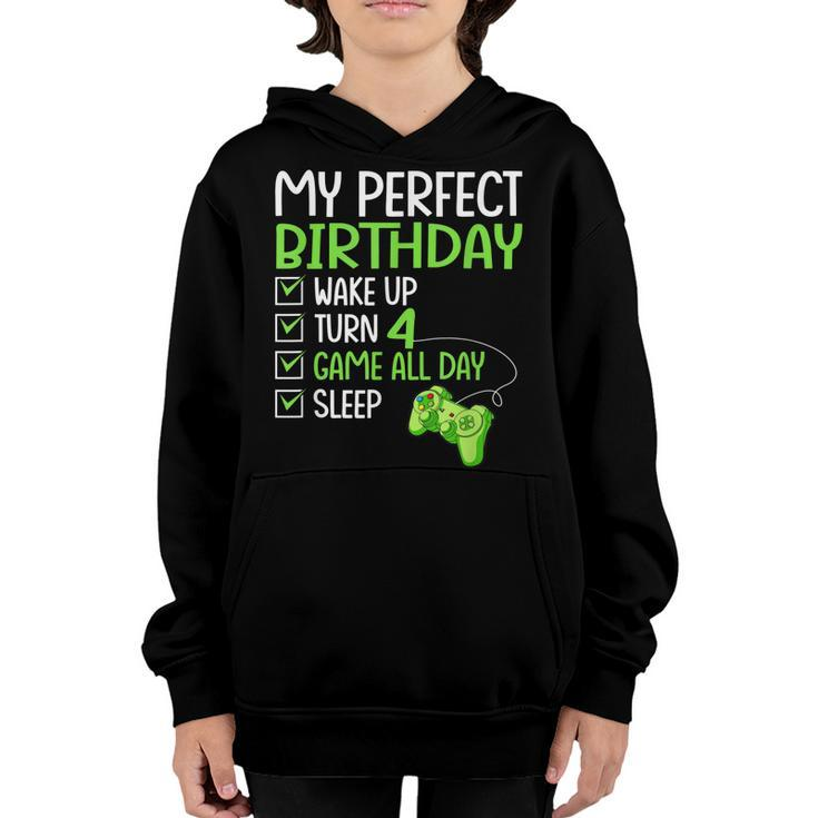 My Perfect Day Video Games Gaming Gifts 4Th Birthday Boys  Youth Hoodie