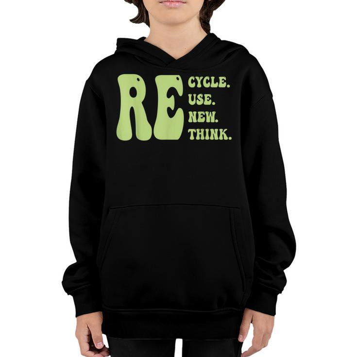 Recycle Reuse Renew Rethink Groovy Earth Day Cute For Kids  Youth Hoodie
