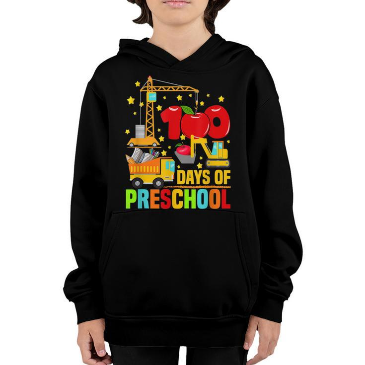 Retro I Crushed 100 Days Of Preschool Construction Truck  Youth Hoodie