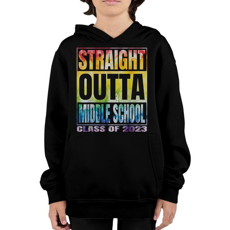 Straight Outta Middle School Class 2023 Tie Dye Graduation Youth Hoodie