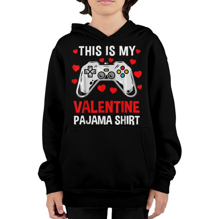 This Is My Valentine Pajama Gamer Heart Controller  Youth Hoodie