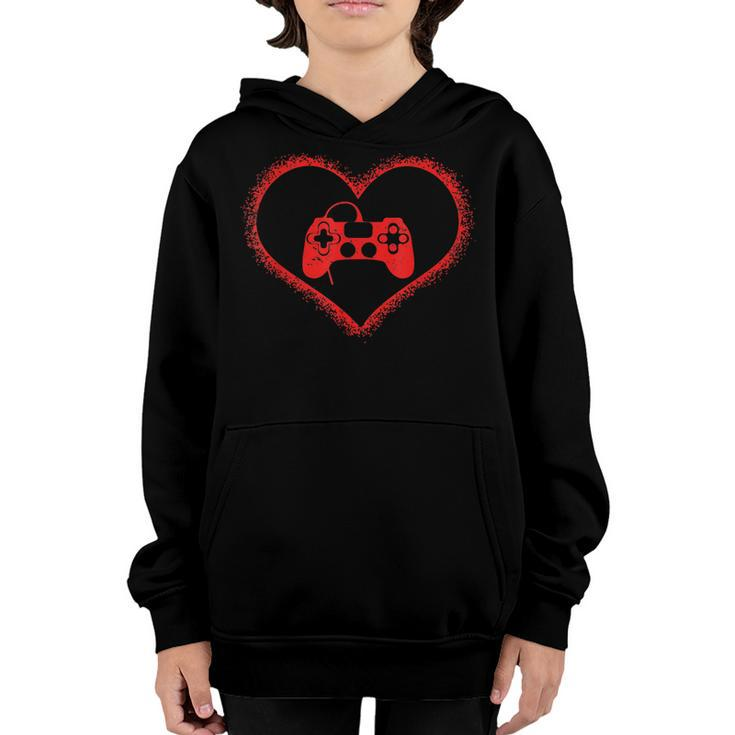 Valentines Day Heart Video Games Funny Love Gamer Boy Men  Youth Hoodie