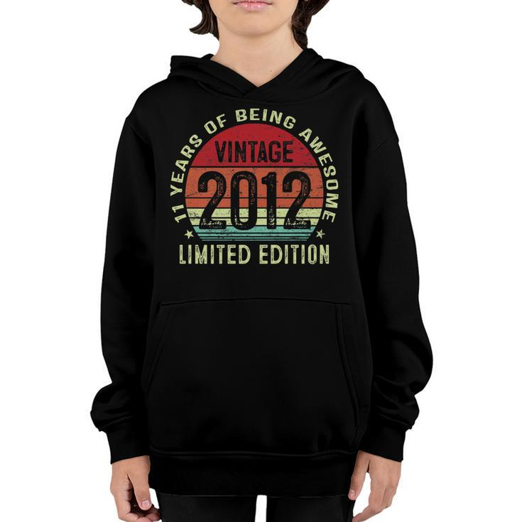 Vintage 2012 Made In 2012 11 Years Old 11Th Birthday Boy   Youth Hoodie