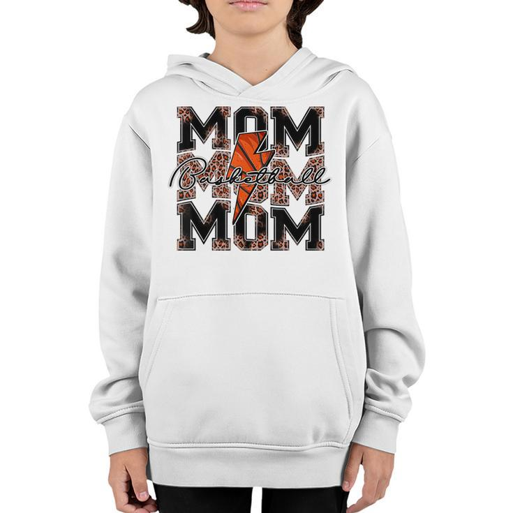 Basketball Mom Leopard Lightning Bolt Basketball Game Day  Youth Hoodie