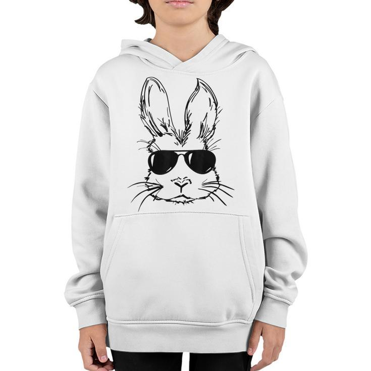 Bunny Face With Sunglasses For Boys Men Kids Easter Day  Youth Hoodie