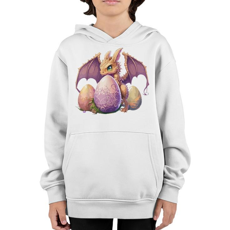 Dragon Girl Lover Collecting Easter Eggs Kids Cute Dragons  Youth Hoodie