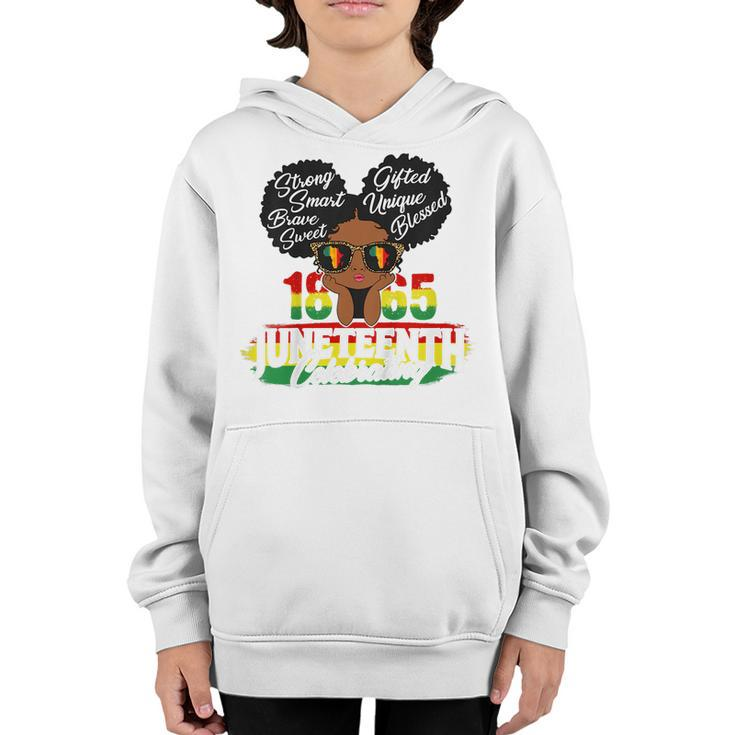 Kids 1865 Junenth Celebrate Indepedence Day African Black Girl  Youth Hoodie