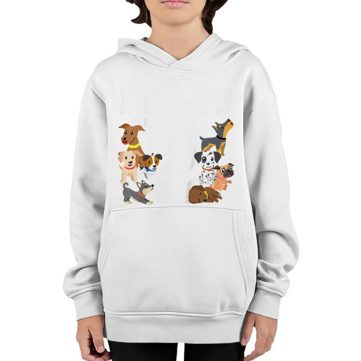 Kids 2 Year Old Puppy Dog Birthday Pawty Dogs 2Nd Party Gift Idea  Youth Hoodie