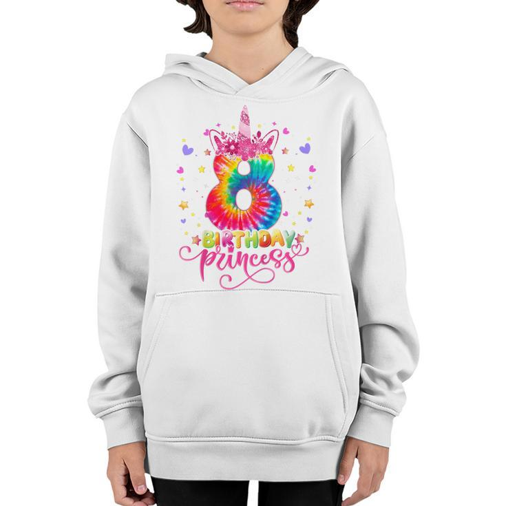 Kids 8 Year Old Gifts 8Th Birthday Girls Unicorn Face Tie Dye  Youth Hoodie