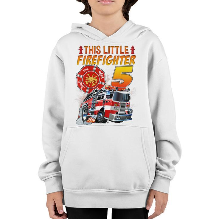 Kids Fire Truck 5 Year Old Firefighter 5Th Birthday Boy Toddler  Youth Hoodie