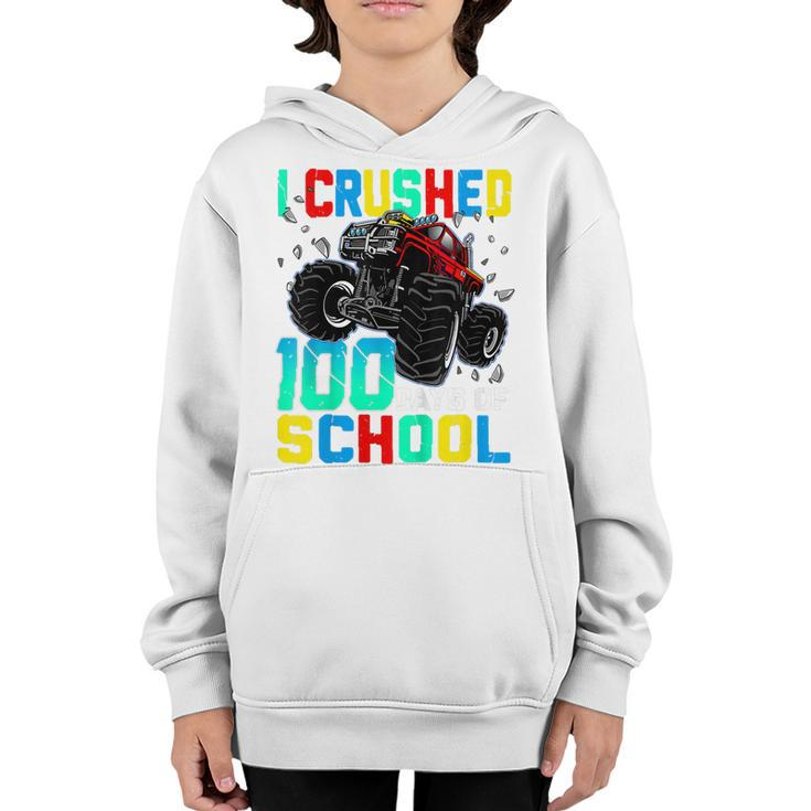 Kids I Crushed 100 Days Of School Monster Truck 100Th Day Boys  Youth Hoodie