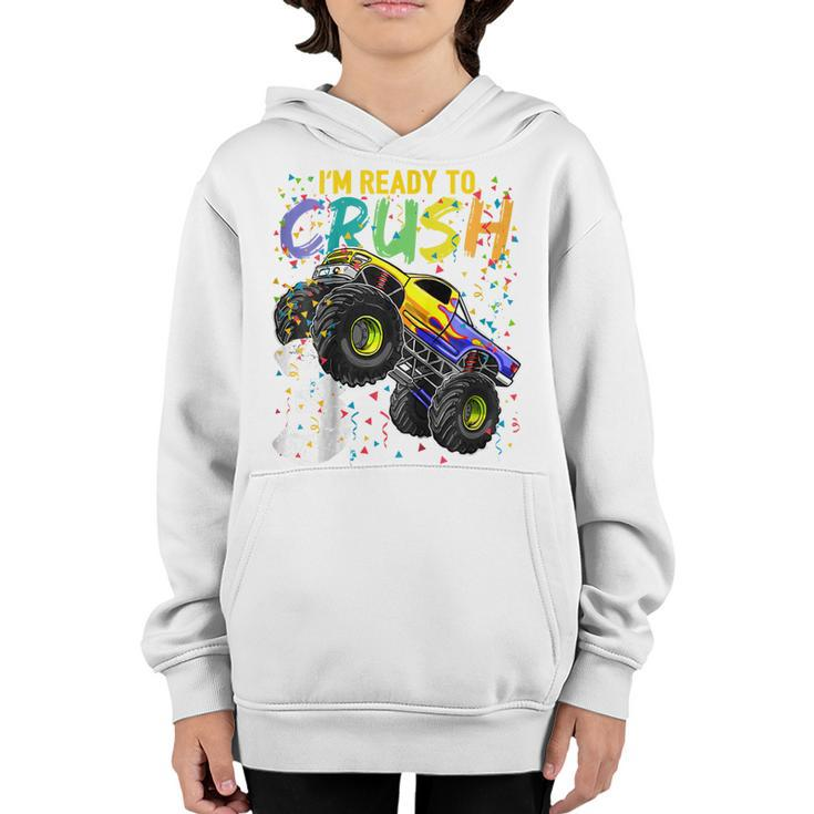 Kids Im Ready To Crush 3 Monster Truck 3Rd Birthday Shirt Boys Youth Hoodie