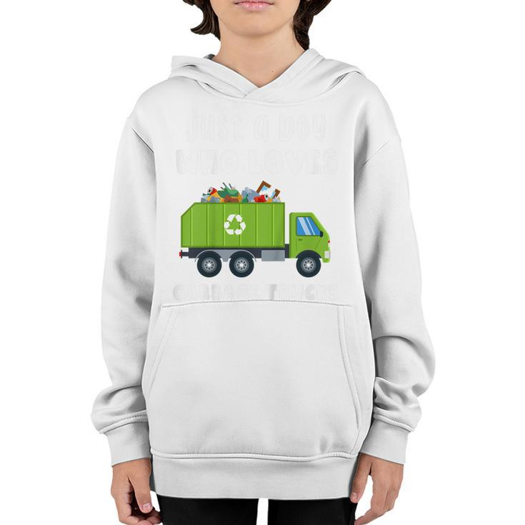 Kids Just A Boy Who Loves Garbage Trucks  Youth Hoodie