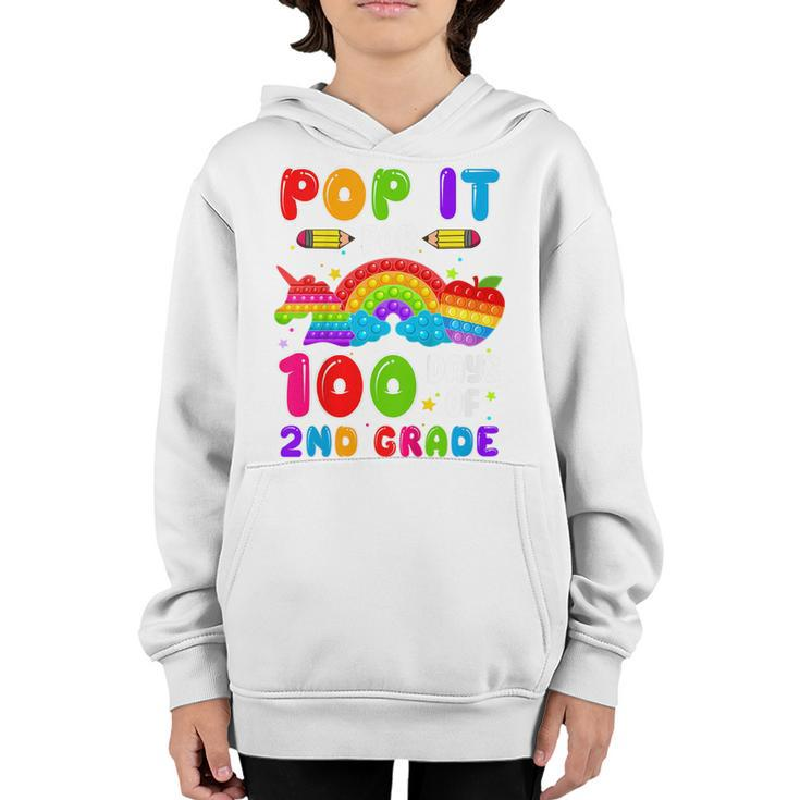 Kids Kids 100Th Day Of School Pop It 100 Days Of 2Nd Grade Youth Hoodie