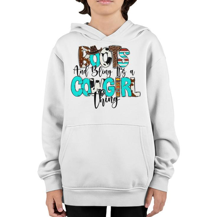 Leopard Cowboy Boots And Bling Cowgirl Things Western Girl   Youth Hoodie