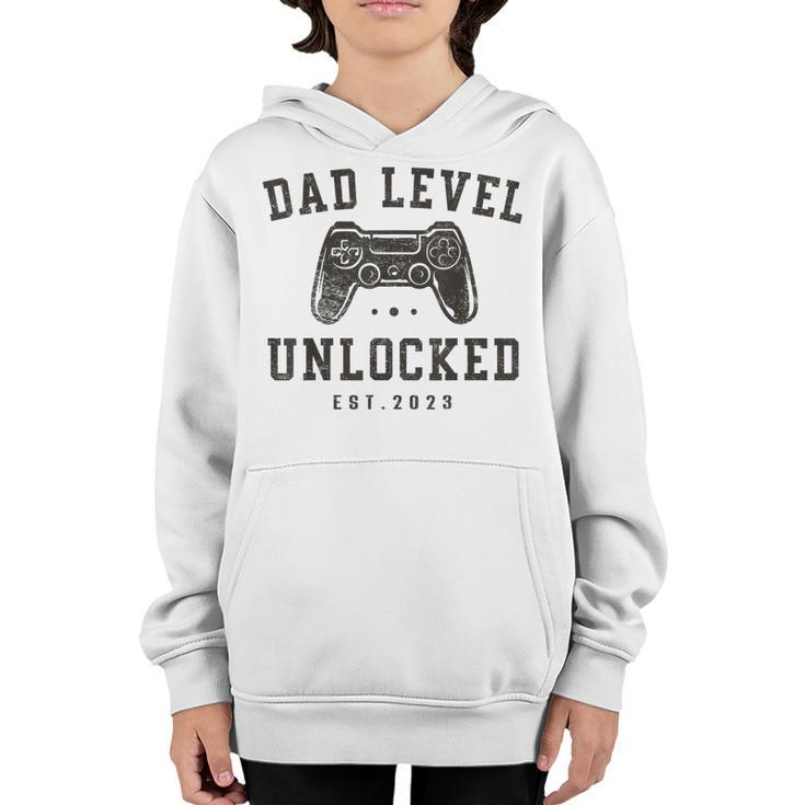 Mens Dad Level Unlocked 2023 New Dad To Be Gifts Gamer Father Day  Youth Hoodie