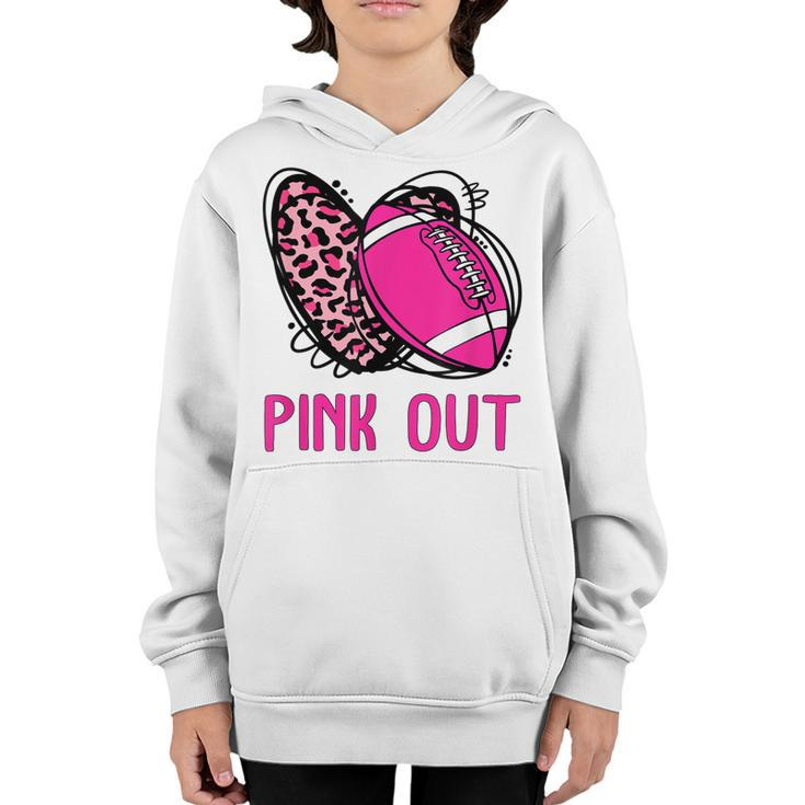 Pink Out Breast Cancer Awareness Bleached Football Mom Girls  Youth Hoodie