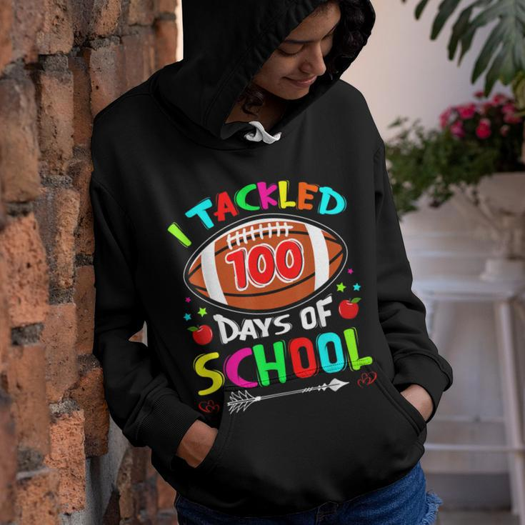 100 Day Of School Kids Football Tackled 100 Days Boy Youth Hoodie