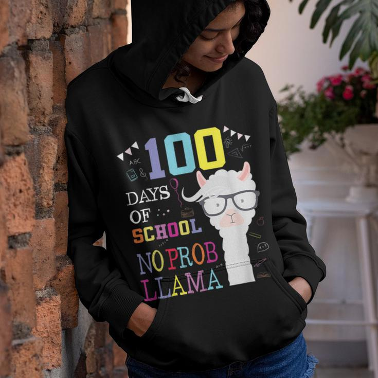 100 Days Of School 100Th Day No Probllama Llama Youth Hoodie