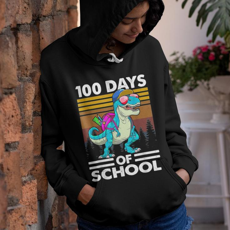 100 Days Of School T-Rex 100 Days Smarter 100Th Day Youth Hoodie
