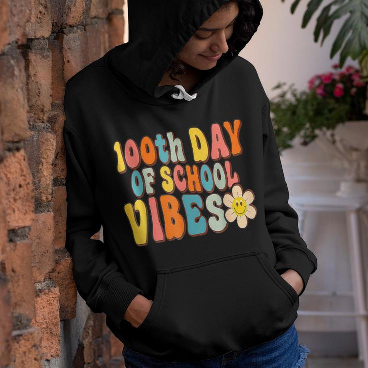 100 Days Of School Vibes 100Th Day Of School Retro Groovy V4 Youth Hoodie