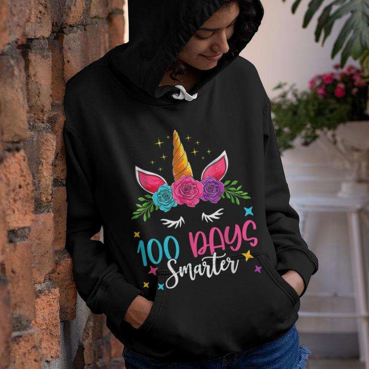 100 Days Smarter Unicorn 100 Days Of School 100Th Day  Youth Hoodie