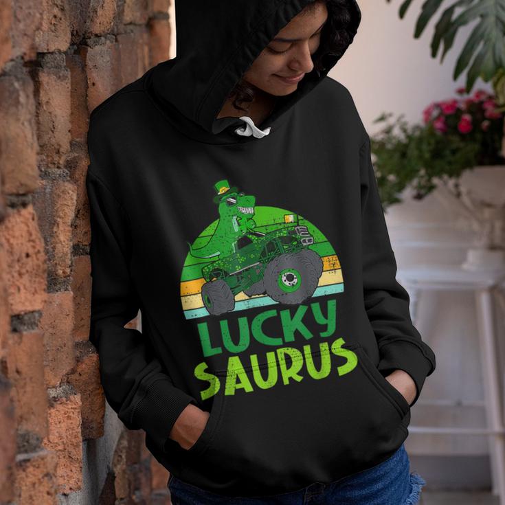 Lucky Saurus Shamrock St Patricks Day Dinosaur Boys Men  Youth Hoodie