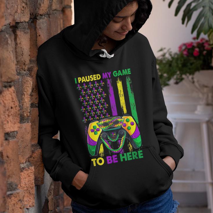 I Paused My Game To Be Here Video Game Beads Mardi Gras  Youth Hoodie