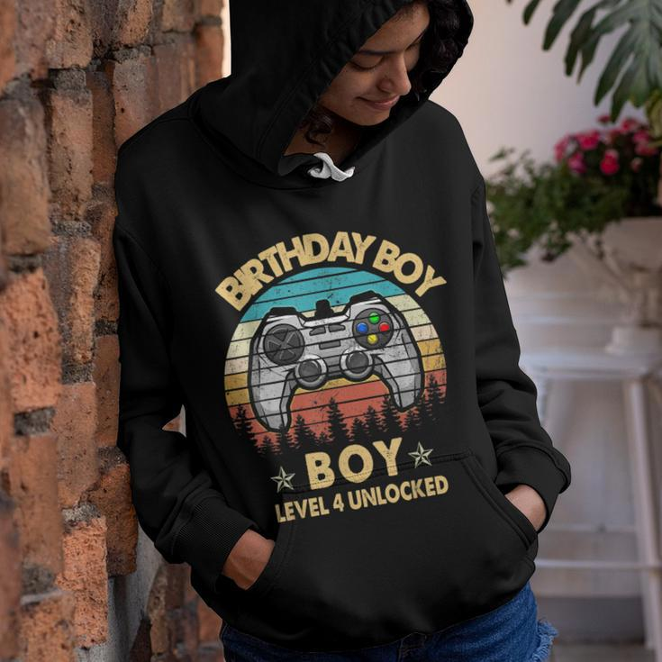 4 Year Old Gifts Level 4 Unlocked 4Th Birthday Boy Gaming Youth Hoodie