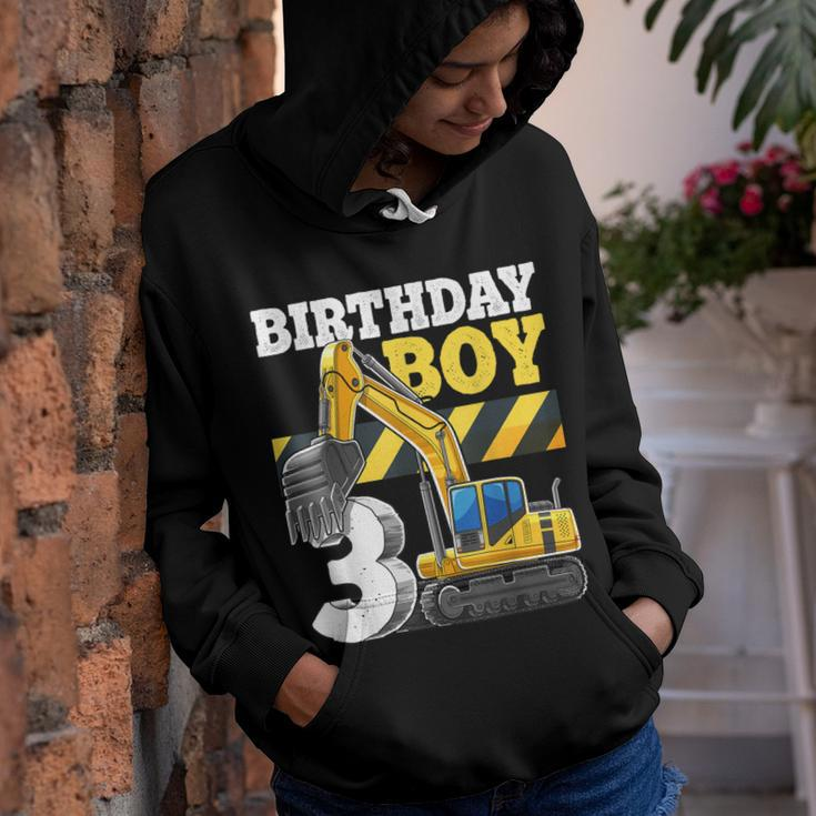 Birthday Boy 3Rd Birthday Excavator Construction Vehicle Youth Hoodie