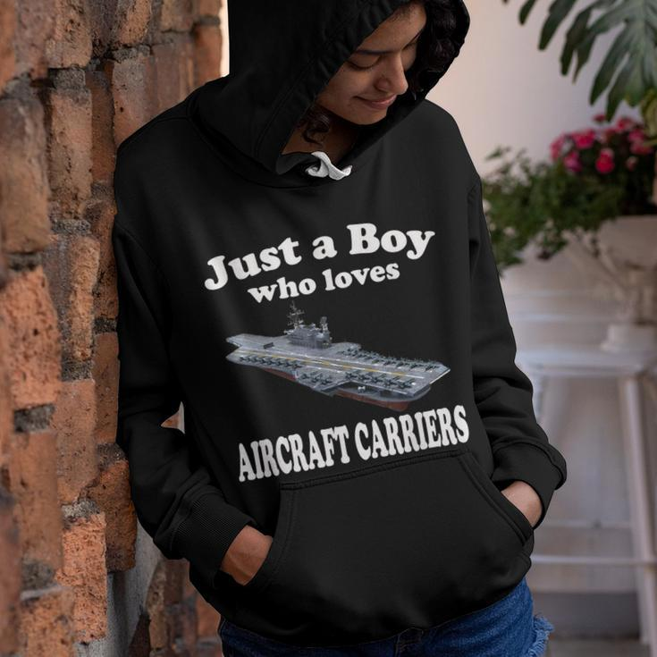 Boy Who Loves Aircraft Carrier Uss Coral Sea Cv-43 Cva-43 Youth Hoodie