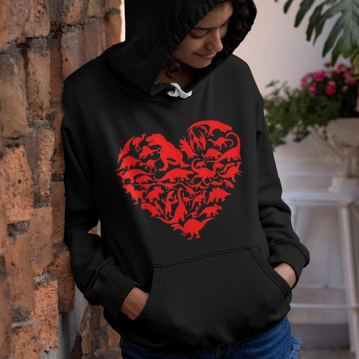 Dinosaur Love Heart Cute Valentines Day Boys Kids Toddlers Youth Hoodie