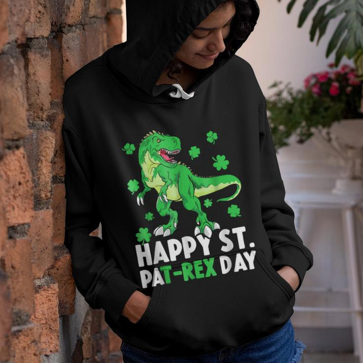 Happy St Pat Rex Dinosaur Saint Patricks Day For Boys Girls Youth Hoodie