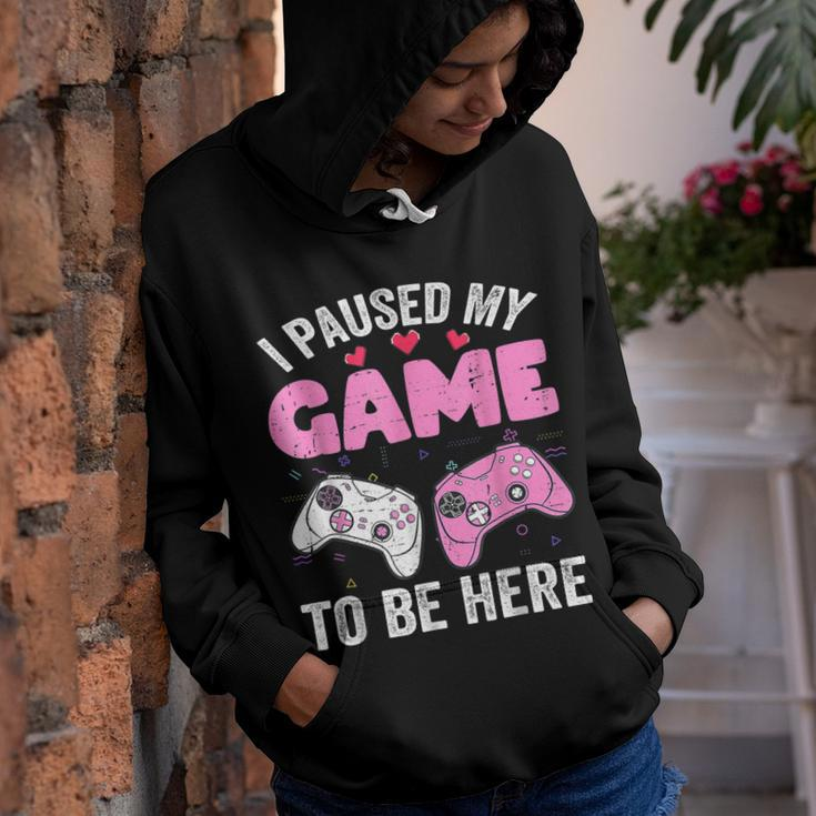 I Paused My Game To Be Here Cute Valentine Gamer Youth Hoodie