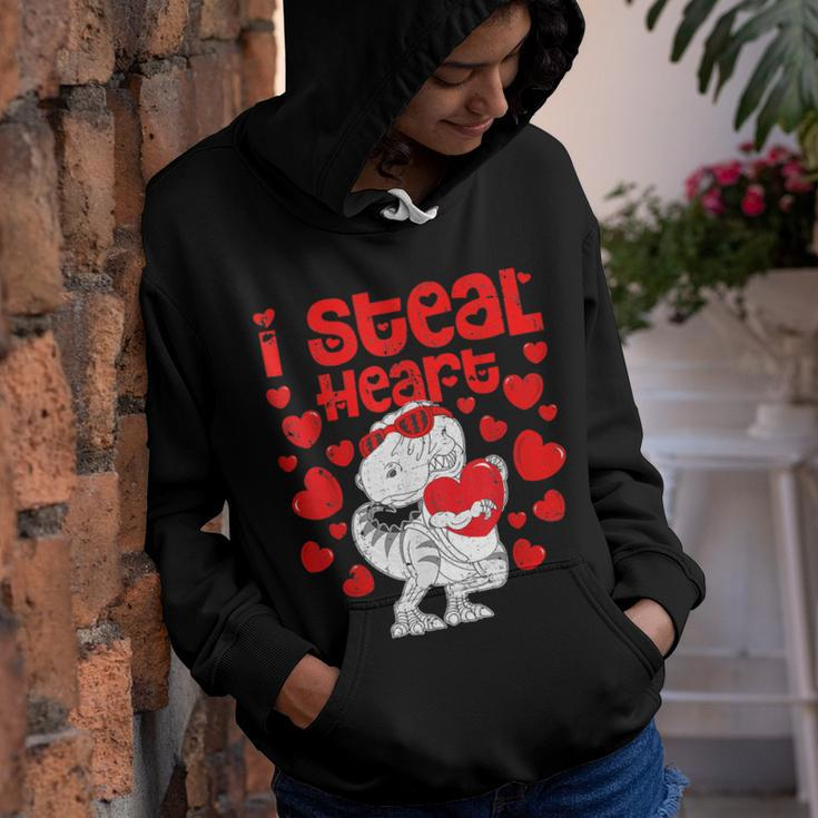 I Steal Hearts Trex Dino Valentines Day Baby Boys Kids Youth Hoodie