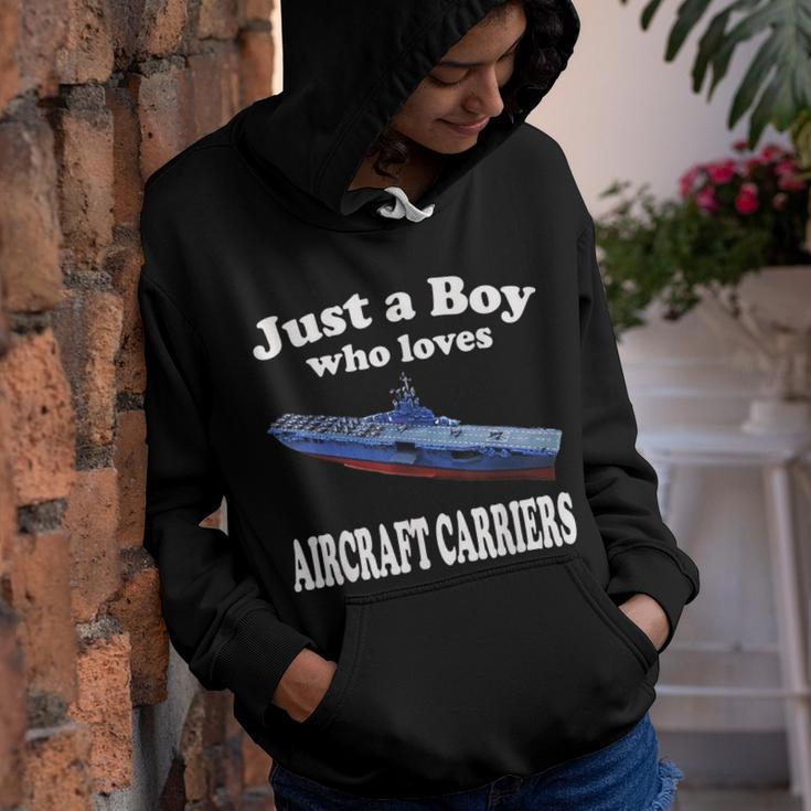 Just A Boy Who Loves Ww2 Aircraft Carrier Uss Franklin Cv-13 Youth Hoodie