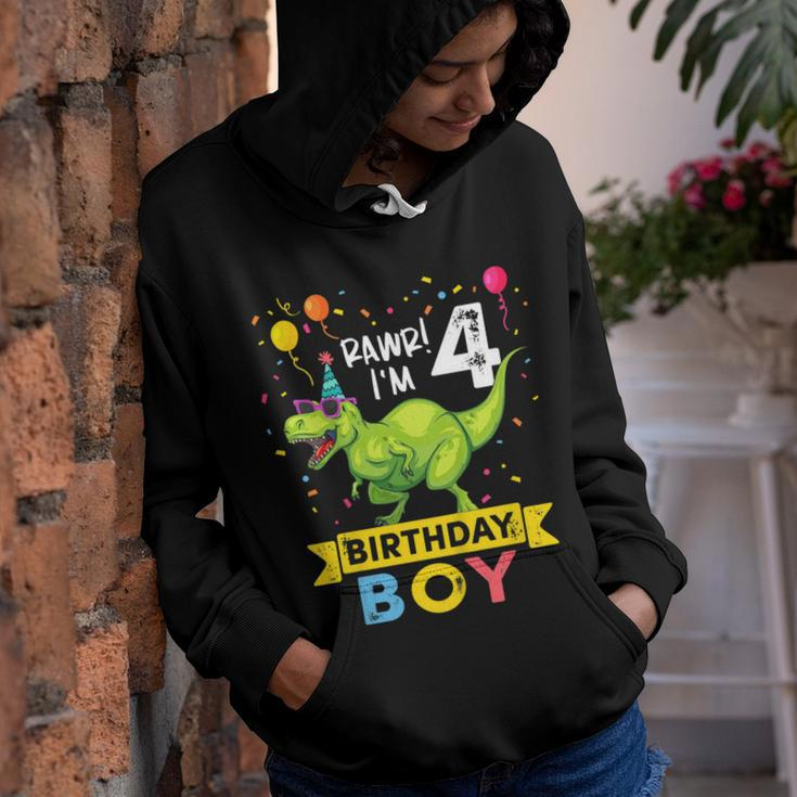 Kids 4 Year Old Shirt 4Th Birthday BoyRex Dinosaur T Shirt Youth Hoodie